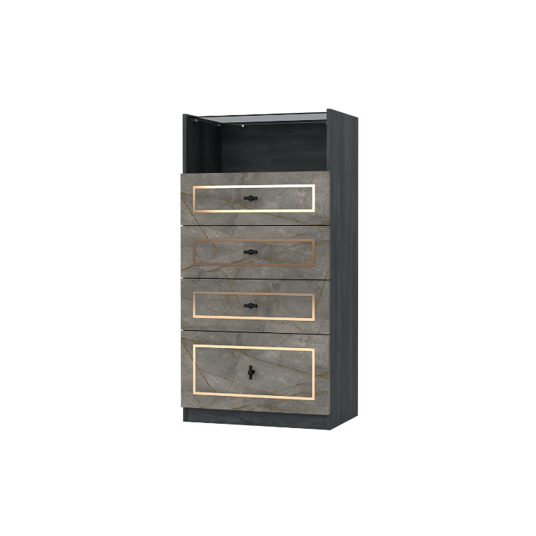 ตู้ลิ้นชัก 4 ลิ้นชัก WISDOM DESIGN FURNITURE GDW-601 60 ซม. สีแอชเกรย์/บราวน์มาร์เบิ้ล